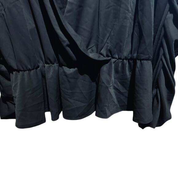 Eloquii Elements Black Faux Wrap Long Ruched Sleeves  SZ 26 Office Chic Boho - Picture 4 of 8